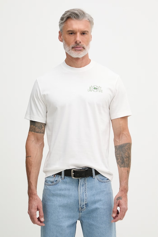 Odzież Lacoste T-shirt męski bawełniany TH2197 biały