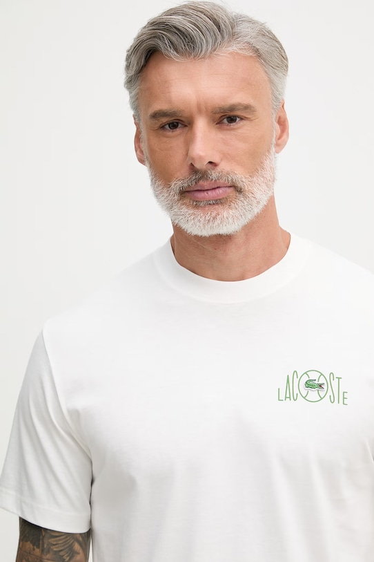 Lacoste T-shirt męski bawełniany biały TH2197