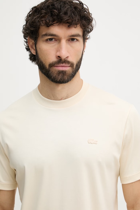 Lacoste maglietta basic in cotone da uomo beige TH5931