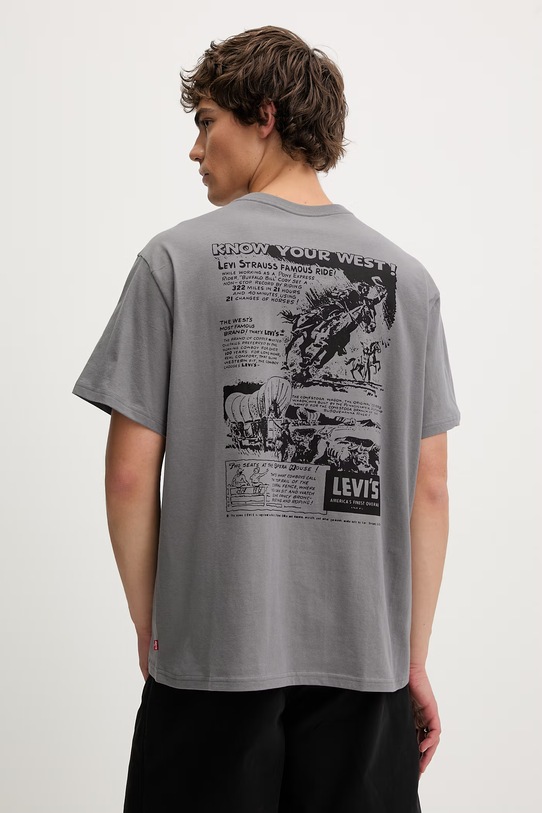 Levi's t-shirt bawełniany SS RELAXED FIT nadruk szary 16143.2496