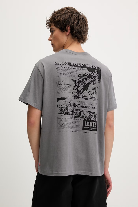 Levi's t-shirt bawełniany SS RELAXED FIT nadruk szary 16143.2496