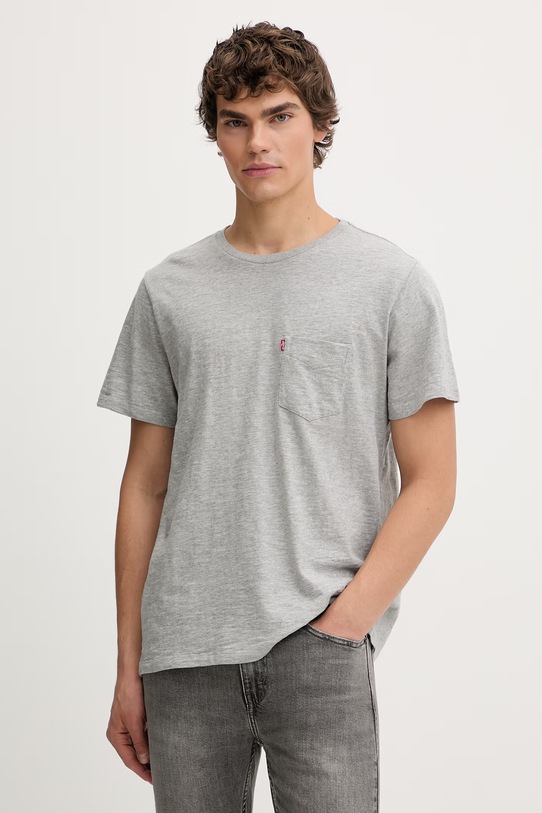 Levi's t-shirt bawełniany SS CLASSIC POCKET bawełna szary 19342.0171