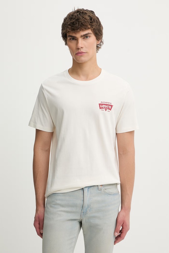 Odzież Levi's t-shirt bawełniany GRAPHIC 22491.1974 beżowy