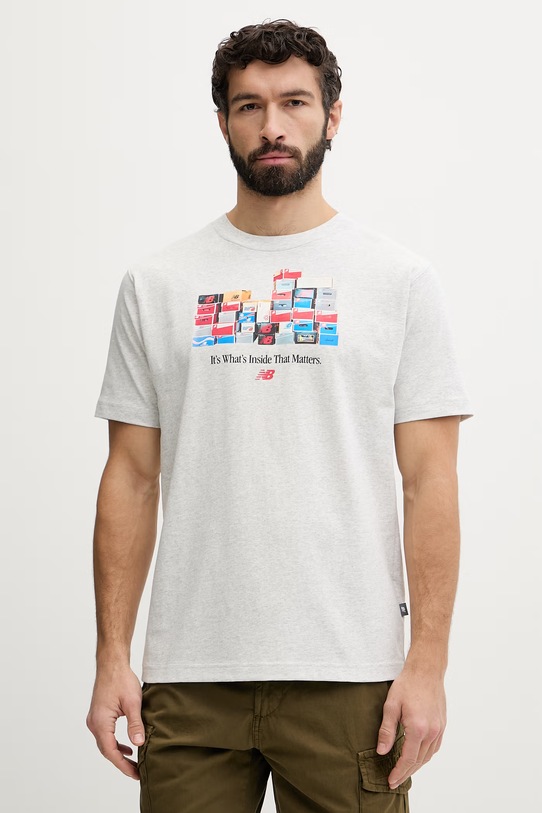 New Balance majica za muškarce od pamuka Boxes siva MT61H0DXAHH