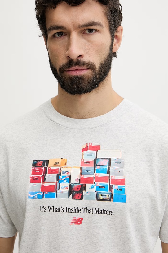 New Balance majica za muškarce od pamuka Boxes siva MT61H0DXAHH