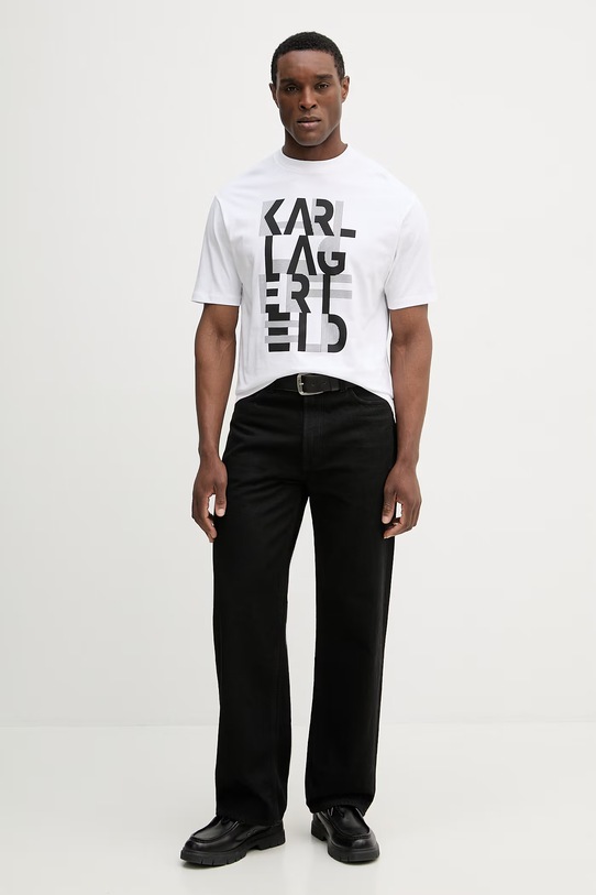 Bavlnené tričko Karl Lagerfeld 562225.755130 biela SS26