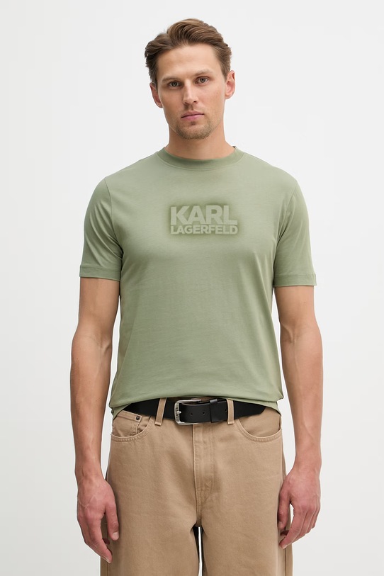Bavlnené tričko Karl Lagerfeld potlač zelená 562242.755060