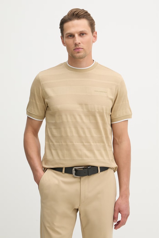 Karl Lagerfeld t-shirt bawełniany bawełna beżowy 562201.755004