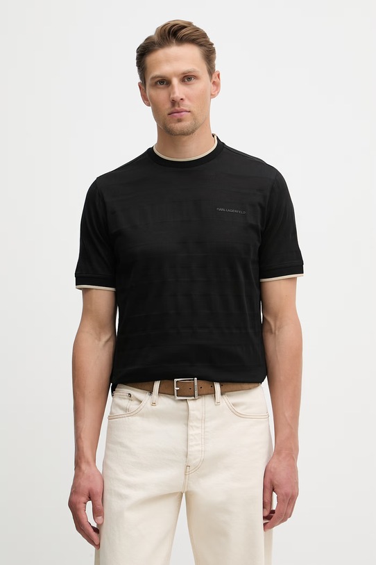 Karl Lagerfeld t-shirt bawełniany bawełna czarny 562201.755004