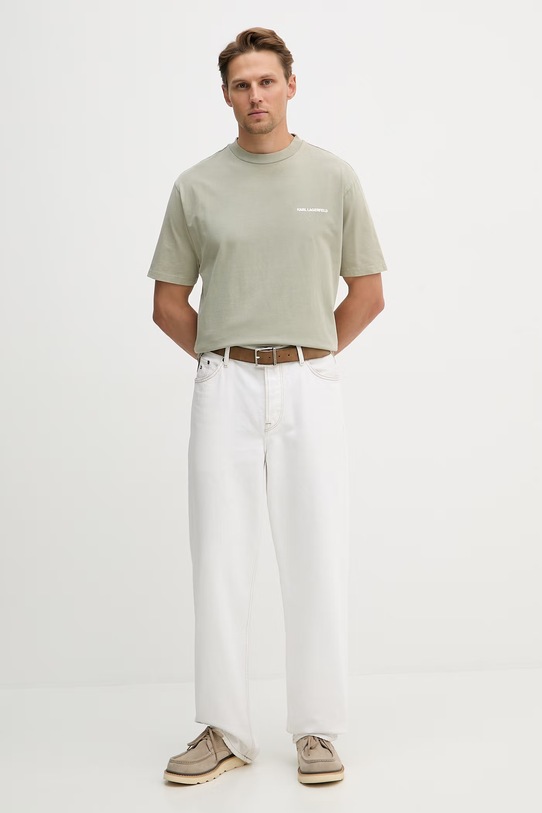 Bombažna kratka majica Karl Lagerfeld 562256.755171 zelena SS26