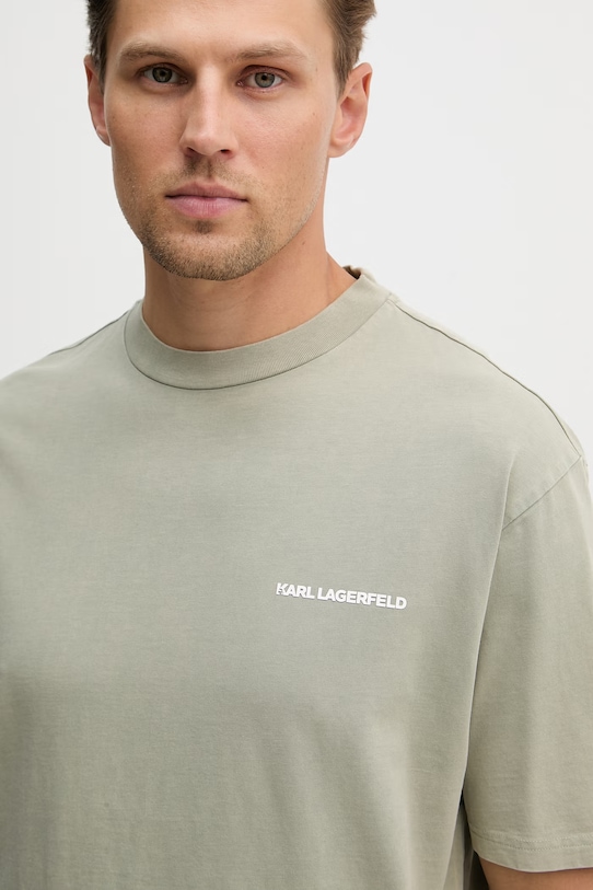Bombažna kratka majica Karl Lagerfeld zelena 562256.755171