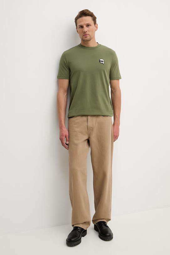 Bavlnené tričko Karl Lagerfeld 562224.755710 zelená SS26