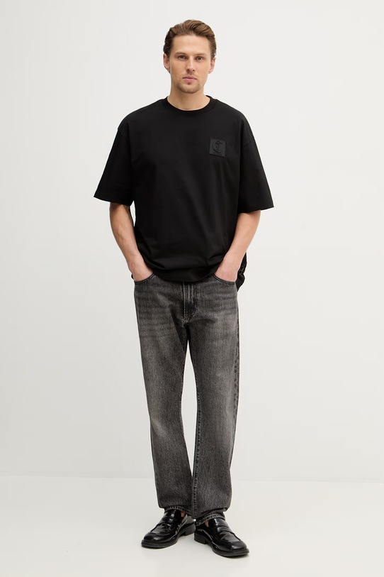 Just Cavalli t-shirt bawełniany 80OAHT05.CJ518 czarny SS26