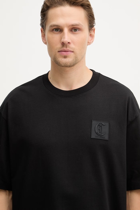 Just Cavalli t-shirt bawełniany czarny 80OAHT05.CJ518