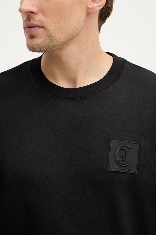 Just Cavalli t-shirt bawełniany 80OAHT05.CJ518 czarny