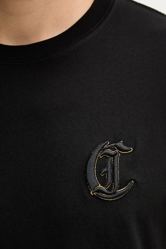 Just Cavalli t-shirt bawełniany 80OAHT07.CJ500 czarny