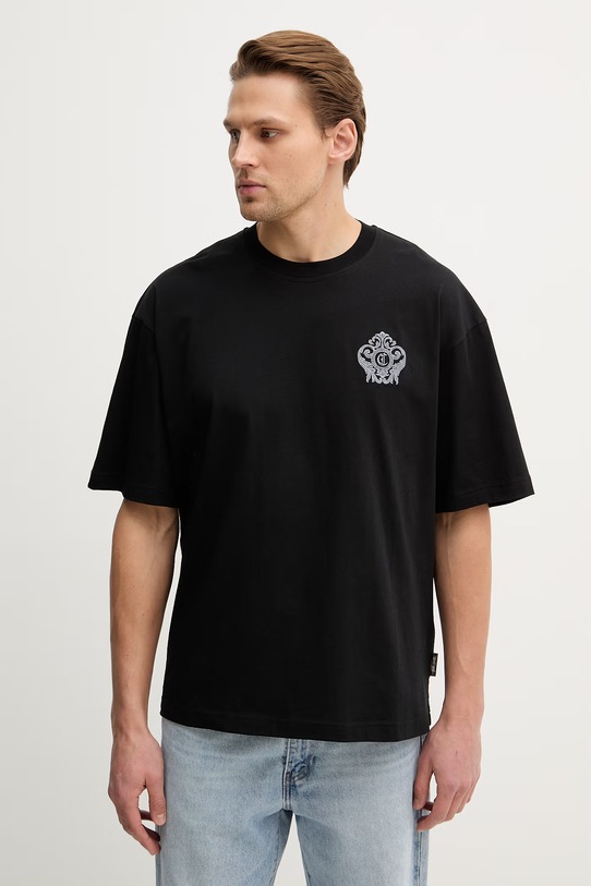 Just Cavalli t-shirt bawełniany aplikacja czarny 80OAHE15.CJ110