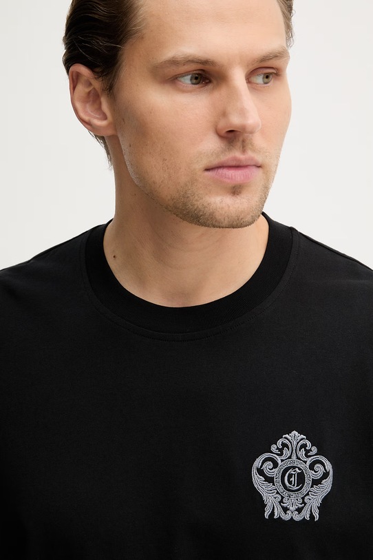 Just Cavalli t-shirt bawełniany czarny 80OAHE15.CJ110