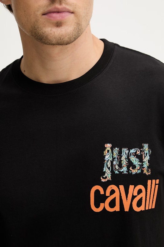 Just Cavalli t-shirt bawełniany 80OAHT14.CJ500 czarny