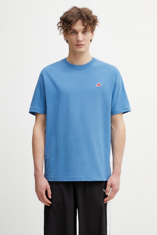 New Balance Made in USA t-shirt basic bawełniany męski niebieski MT43543SET