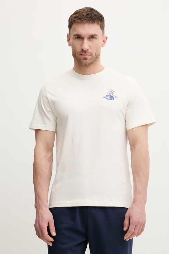 Odzież The North Face t-shirt bawełniany MOUNTAIN CELEBRATION NF0A8G9ZQLI1 beżowy