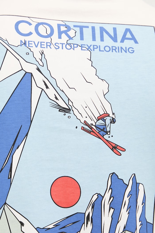 Bombažna kratka majica The North Face MOUNTAIN CELEBRATION NF0A8G9ZQLI1 bež