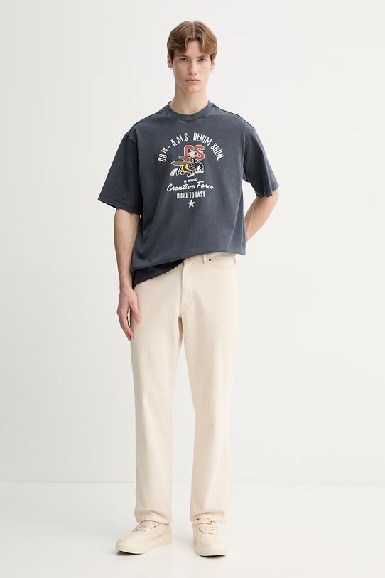 G-Star t-shirt bawełniany Front gr angry bee loose D29297.E401 granatowy SS26