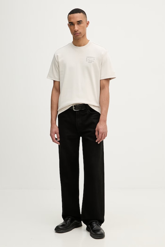 G-Star t-shirt męski bawełniany Script gr D28594.C812 beżowy SS26