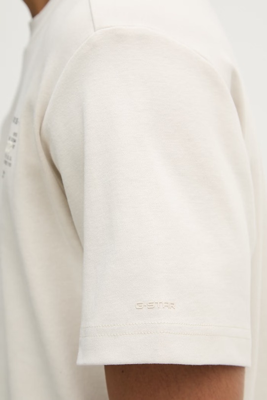 G-Star t-shirt męski bawełniany Script gr D28594.C812 beżowy