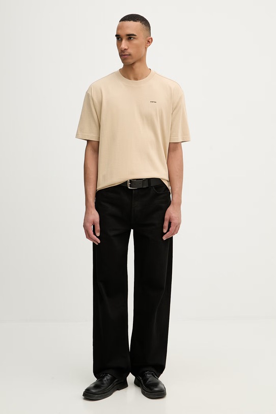 G-Star t-shirt męski bawełniany Relaxed base D28588.D593 beżowy SS26