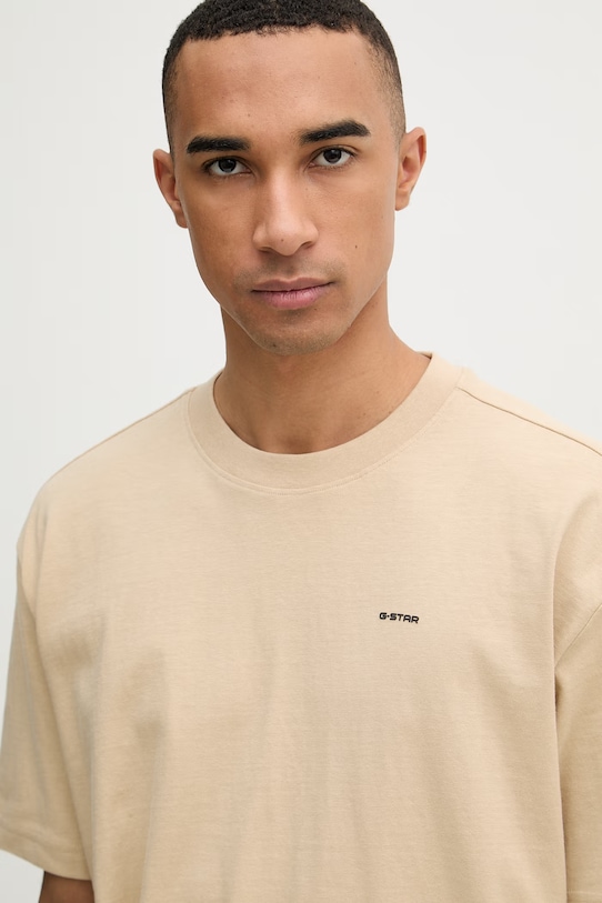 G-Star t-shirt męski bawełniany Relaxed base beżowy D28588.D593