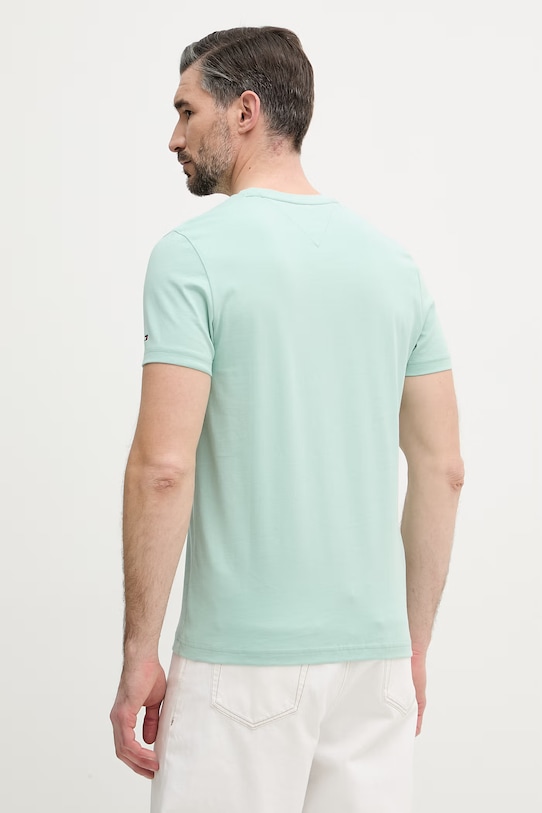 Odzież Tommy Hilfiger t-shirt męski bawełniany MW0MW11797. turkusowy