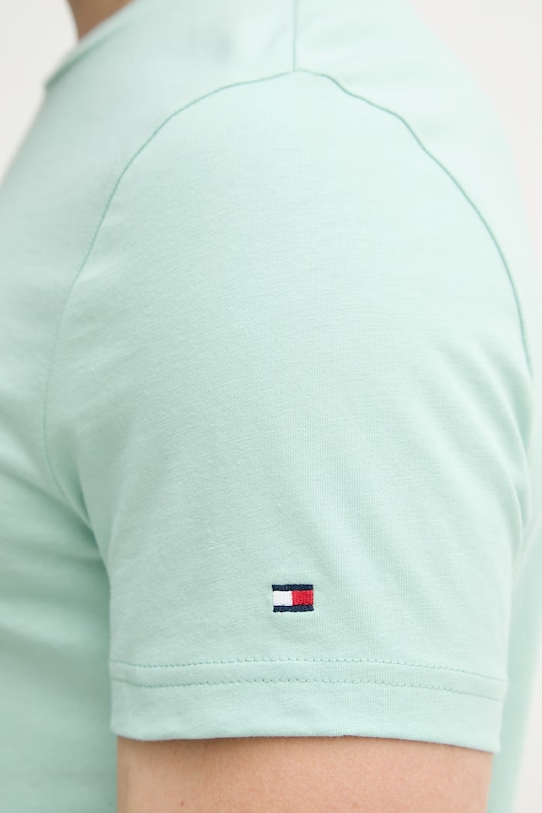 Tommy Hilfiger t-shirt męski bawełniany MW0MW11797. turkusowy