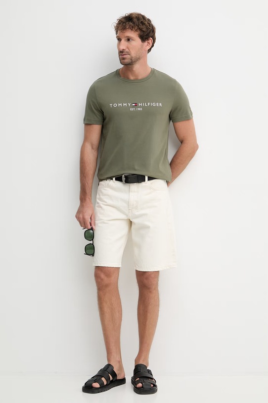 Tommy Hilfiger tricou pentru bărbați, din bumbac MW0MW11797. verde SS26