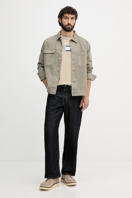 Tommy Hilfiger t-shirt Ανδρικό βαμβακερό MW0MW42366 μπεζ SS26