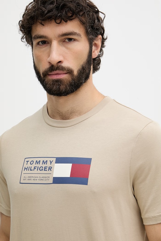 Tommy Hilfiger tricou pentru bărbați, din bumbac bej MW0MW42366