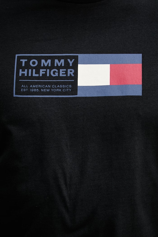 Tommy Hilfiger t-shirt Ανδρικό βαμβακερό MW0MW42366 μαύρο