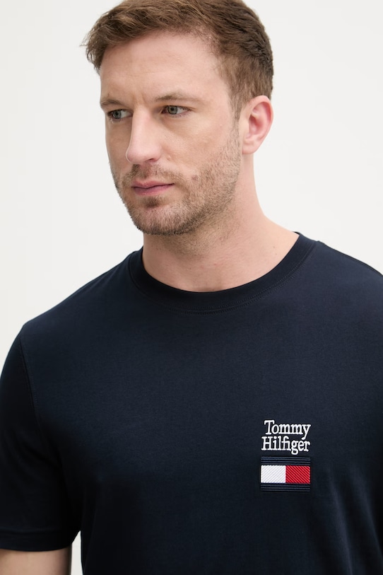 Tommy Hilfiger basic t-shirt ανδρικό βαμβακερό σκούρο μπλε MW0MW42367