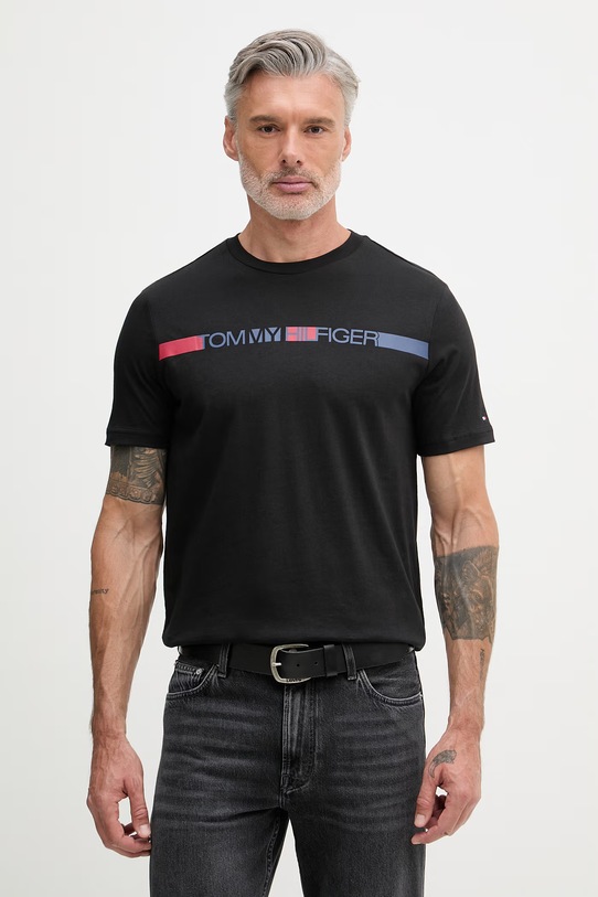Tommy Hilfiger majica za muškarce od pamuka crna MW0MW42368