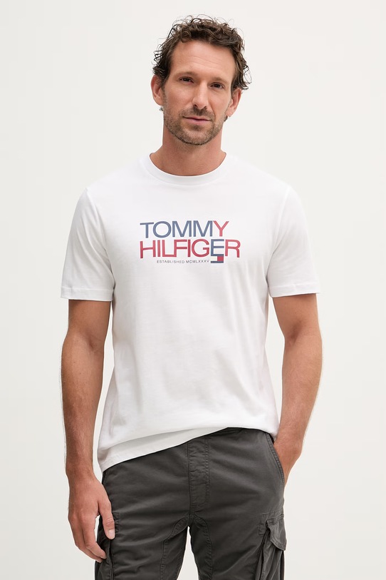 Tommy Hilfiger t-shirt męski bawełniany biały MW0MW42369