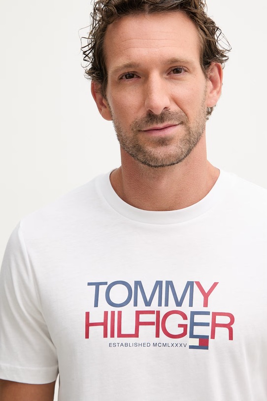 Tommy Hilfiger t-shirt męski bawełniany biały MW0MW42369