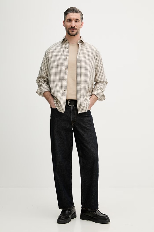 Tommy Hilfiger t-shirt basic męski bawełniany MW0MW42393 beżowy SS26