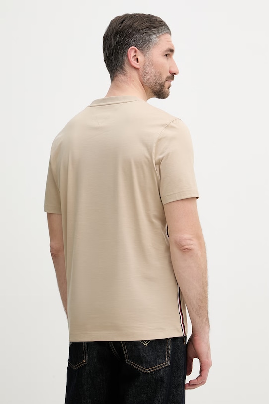 Odzież Tommy Hilfiger t-shirt basic męski bawełniany MW0MW42393 beżowy