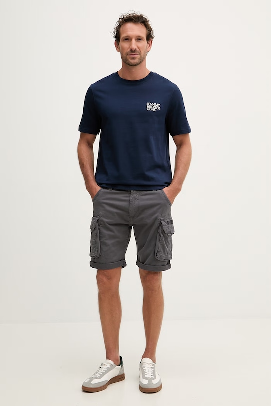 Tommy Hilfiger t-shirt basic męski bawełniany MW0MW42394 granatowy SS26