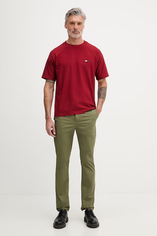 Tommy Hilfiger tricou pentru femei, din bumbac MW0MW42396 burgundia SS26