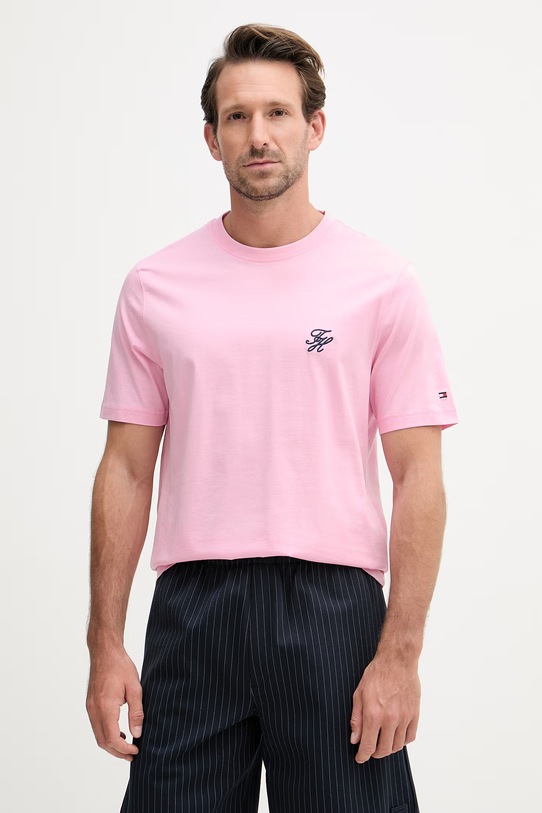 Tommy Hilfiger tricou basic pentru bărbați, din bumbac SUMMER roz MW0MW43066