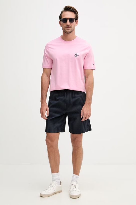 Tommy Hilfiger tricou basic pentru bărbați, din bumbac SUMMER MW0MW43066 roz SS26