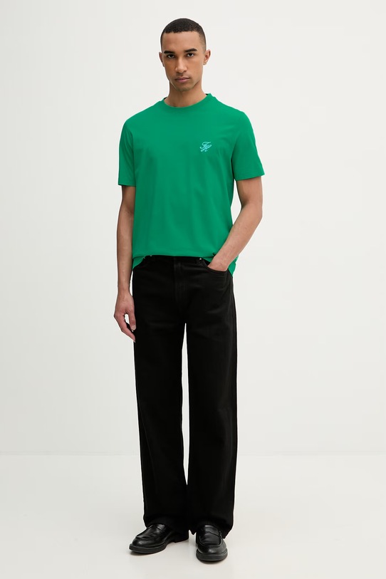 Tommy Hilfiger basic tričko pánske bavlnené SUMMER MW0MW43066 zelená SS26