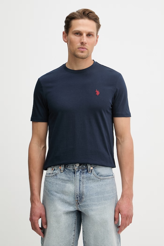 Бавовняна футболка U.S. Polo Assn. DHM regular темно-синій MUP3310