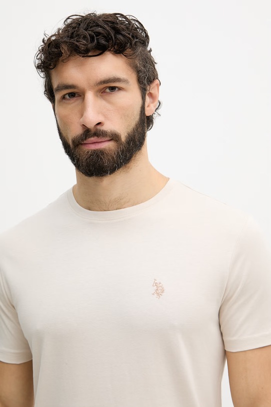 Bombažna kratka majica U.S. Polo Assn. DHM bež MUP3310